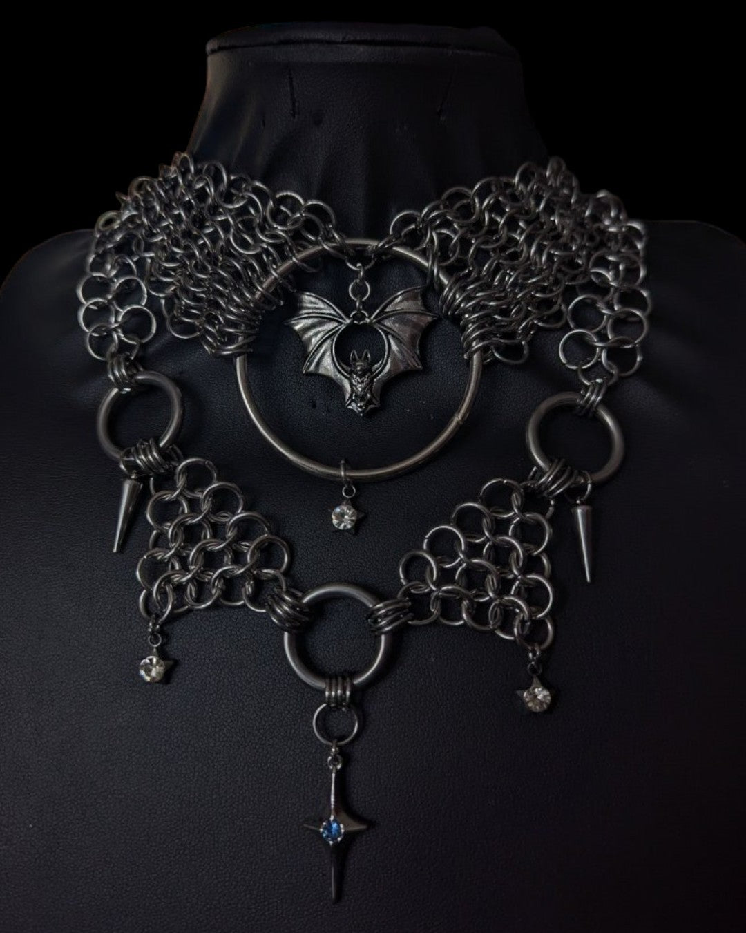 Bat In The Stars Layered Chainmail Necklace