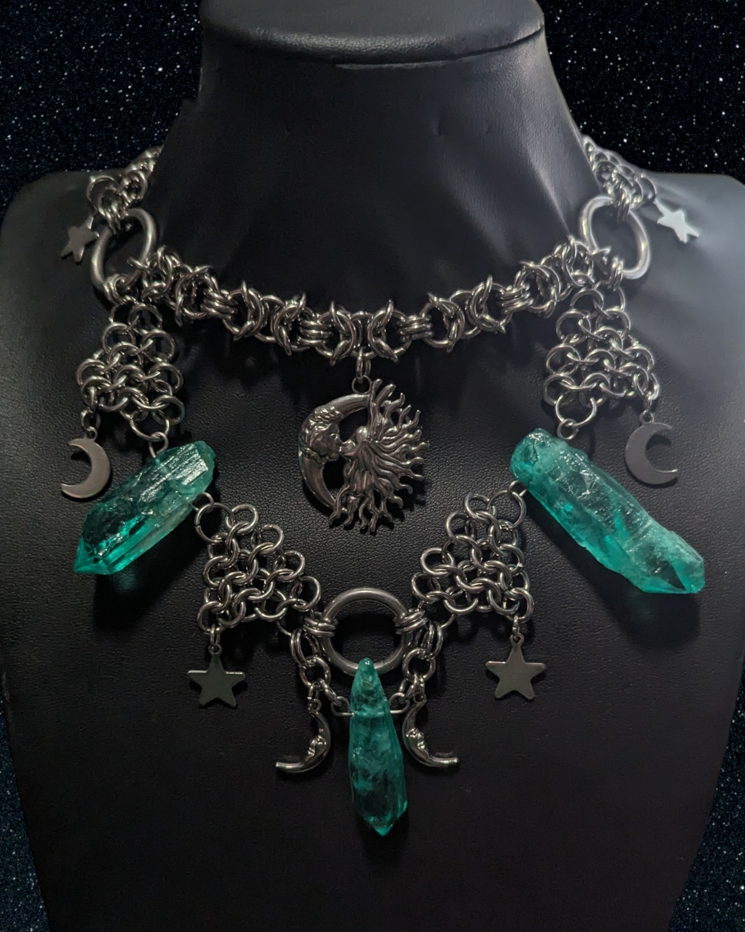 Celestial Kiss Crystal Chainmail Necklace